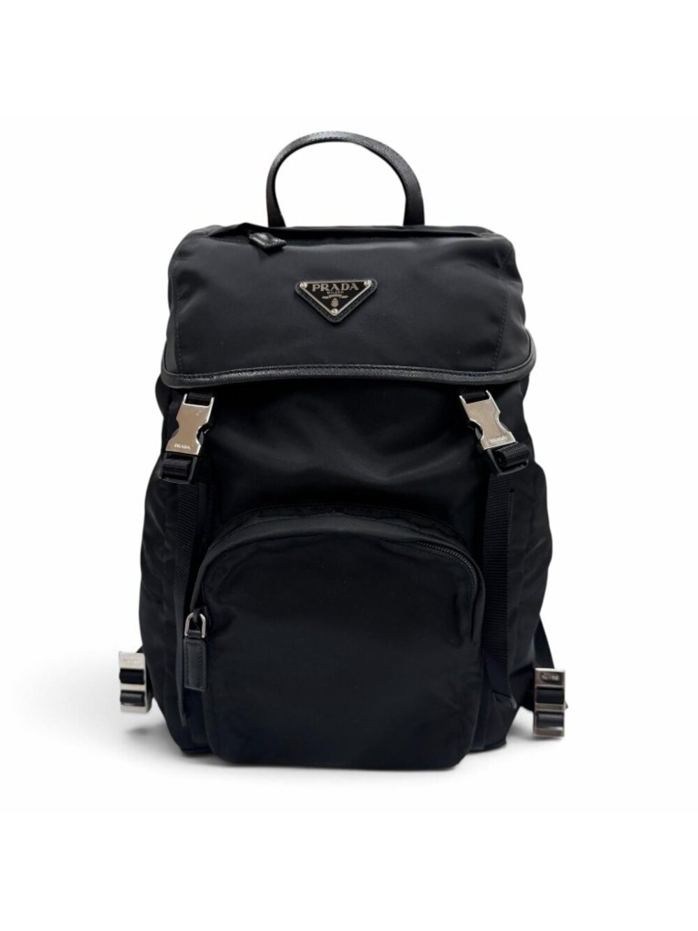Prada Nylon Leather Backpack Black